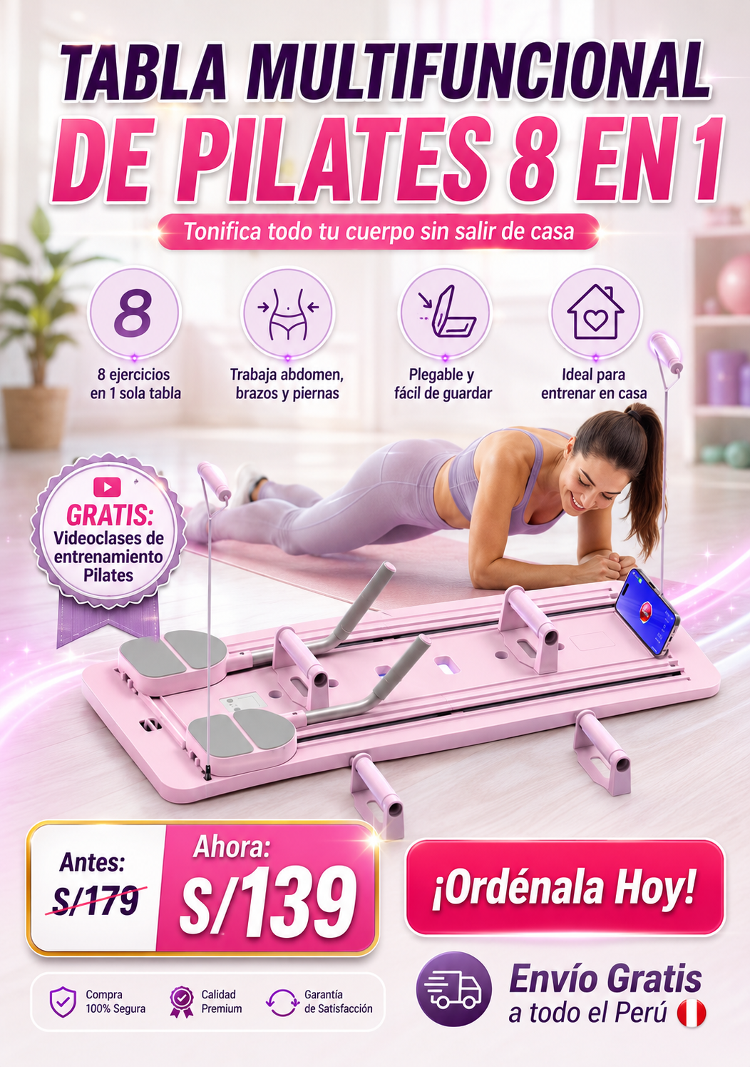 TABLA MULTIFUNCIONAL DE PILATES 8 EN 1