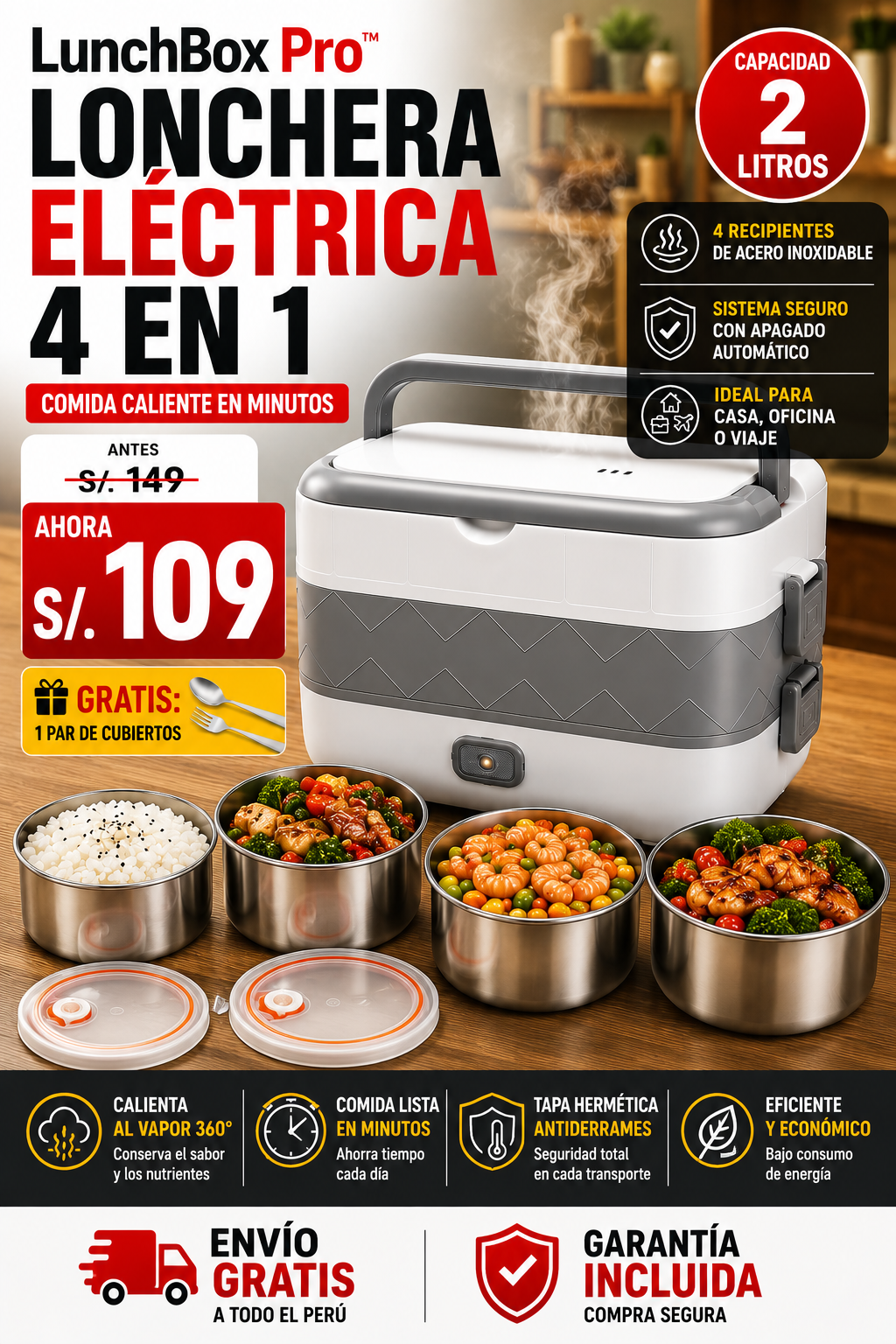 LunchBox Pro™ – Lonchera Eléctrica 4 en 1