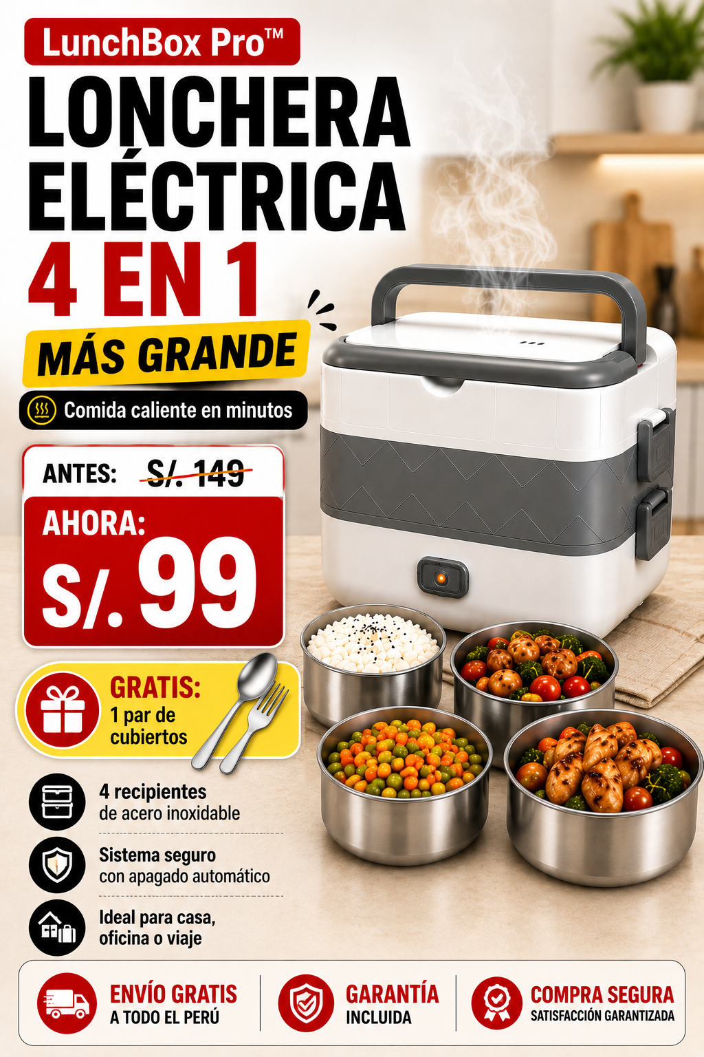 LunchBox Pro™ – Lonchera Eléctrica 4 en 1